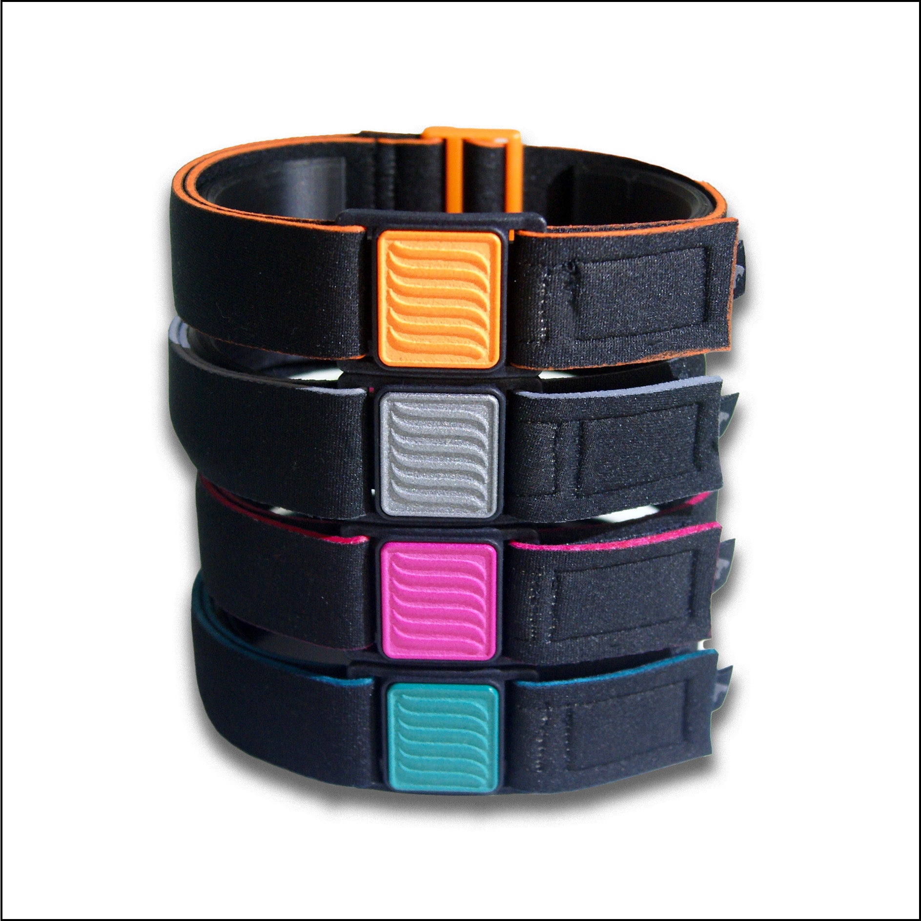 Stack of Libreband armbands for FreeStyle Libre 3 CGM.