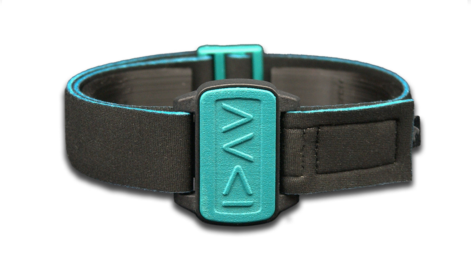 Dexband armband for Dexcom G6 & ONE cgm with black strap and teal cover showing symbols for I am greater.