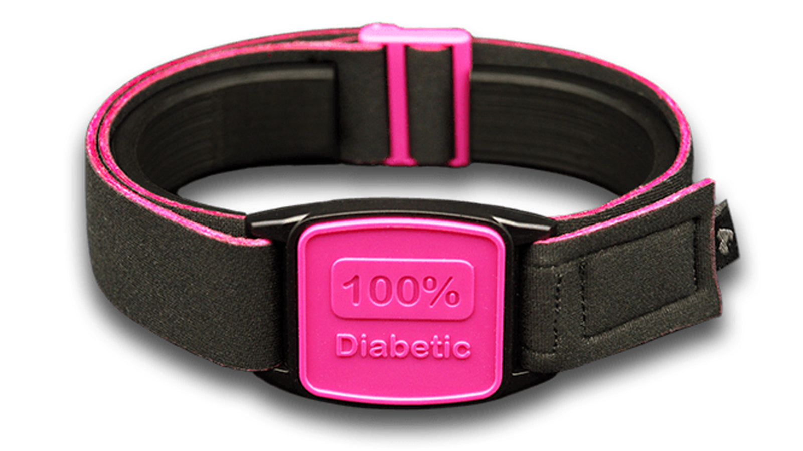 Libreband Armband for Freestyle Libre 1 & 2. Magenta cover with 100% Diabetic design.