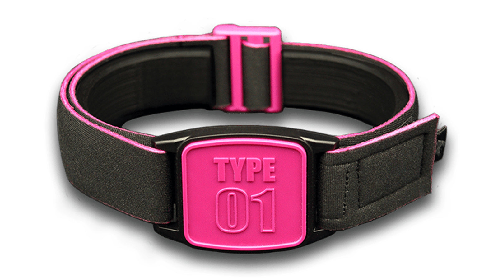 Libreband Armband for Freestyle Libre 1 & 2. Magenta cover with Type 01 design.