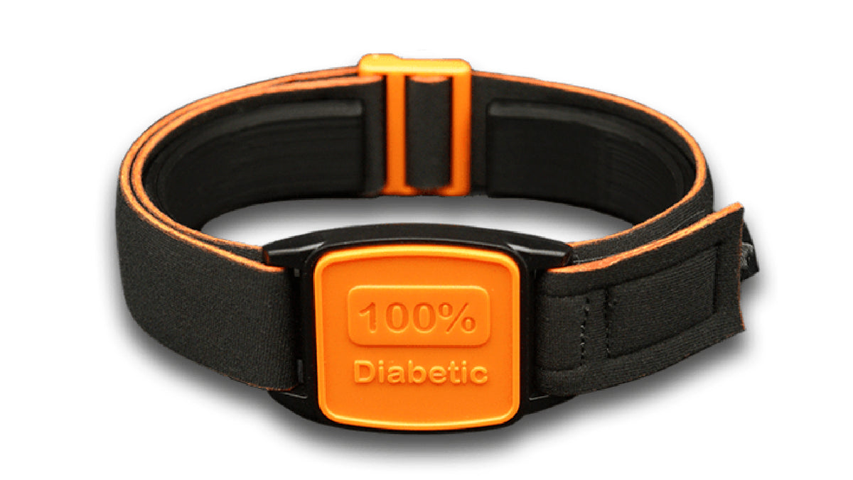 Libreband Armband for Freestyle Libre 1 &amp; 2. Orange cover with 100% Diabetic design.