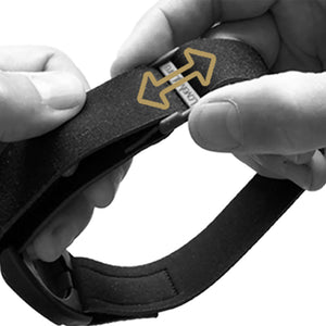 Libreband CGM armband adjustable slider on neoprene strap, compatible with FreeStyle Libre 2, allowing easy sizing fit on the upper arm. LML4634, LML2906, LML2616, LML2623.