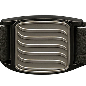 Libreband CGM armband pewter wave cover close-up, compatible with FreeStyle Libre 2, showing wave design detail. LML4665, LML2982, LML2555, LML2562.