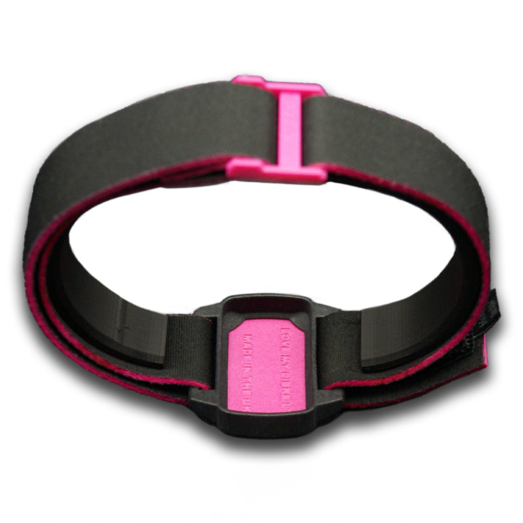 Reverse image of Dexband with black strap and magenta cover.