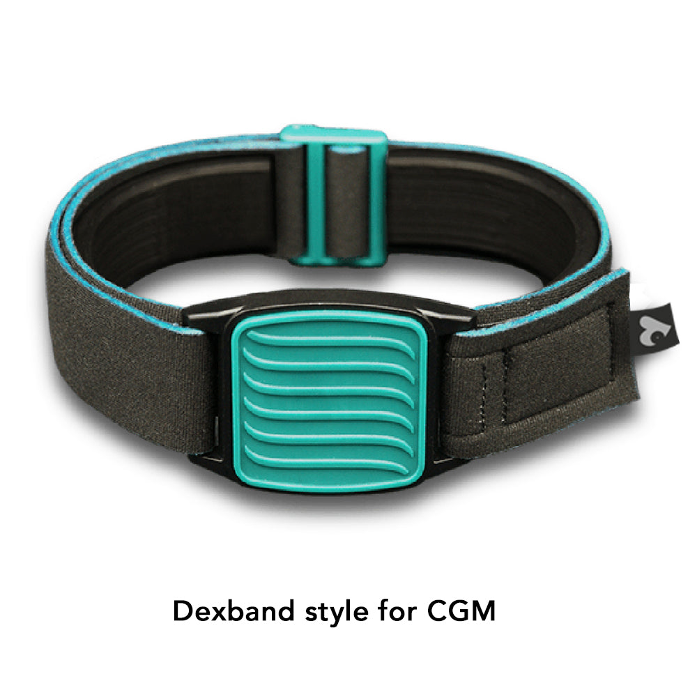 Dexband armband for Dexcom G7 CGM. Teal cover with Wave design. LML3927, LML3934, LML3941, LML5051.