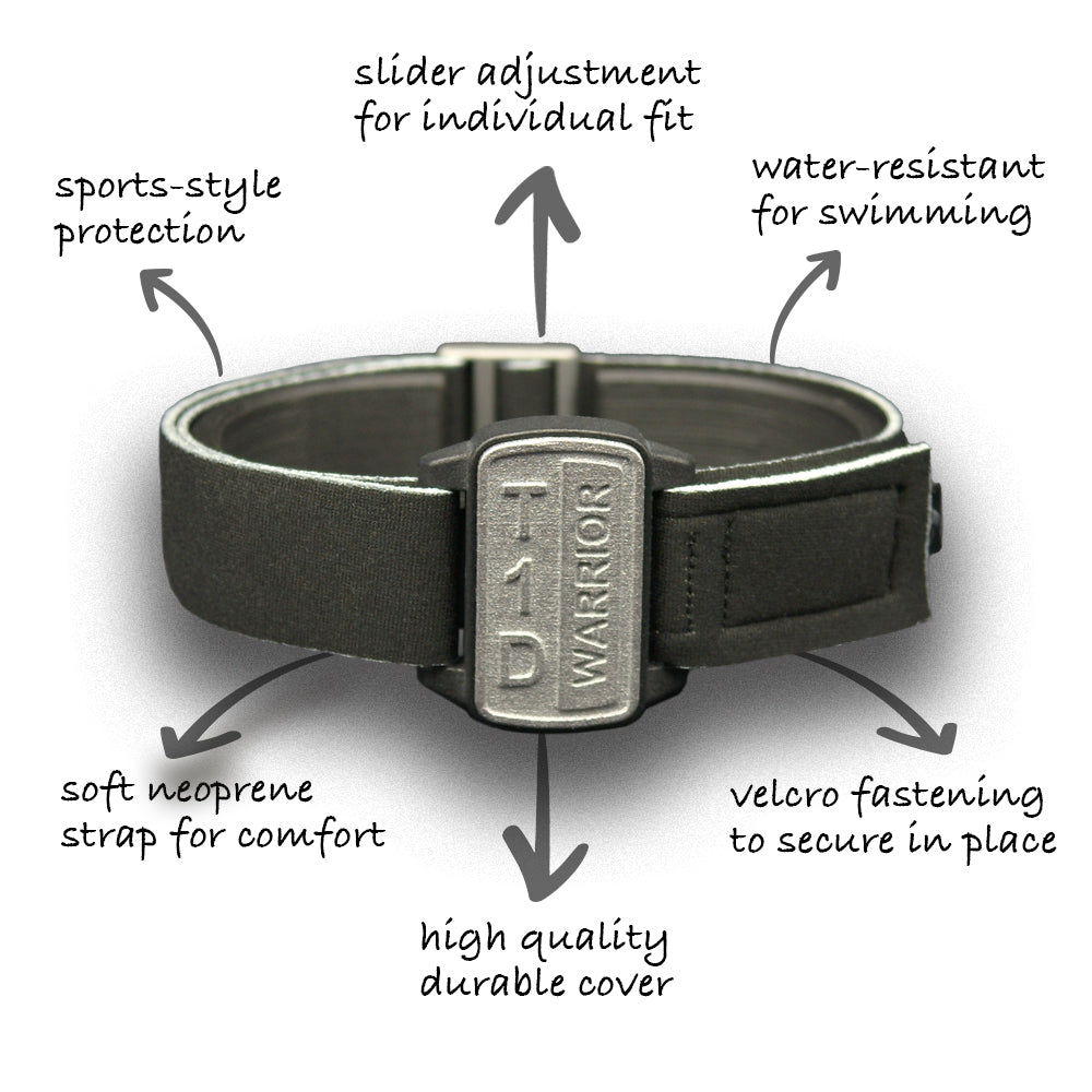 Highlights of 4 design features of Dexband armband covers. Armband to protect for Dexcom G6 sensor cgm.