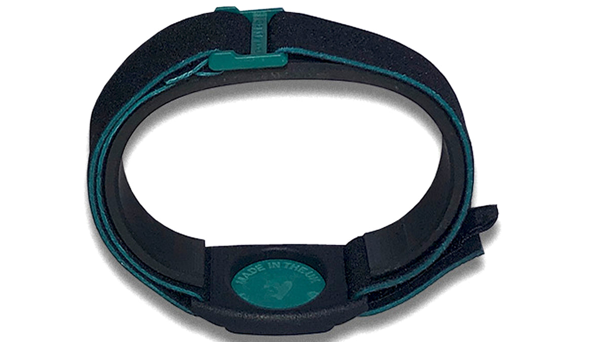 Dexband armband in reverse with teal cover.