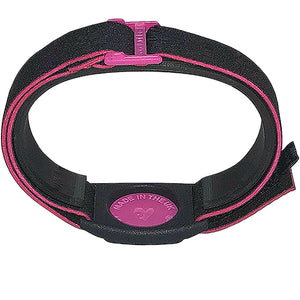 Reverse of Dexband CGM armband with magenta Diabadass cover and neoprene strap, compatible with Dexcom G7 and ONE+ sensors. LML3989, LML3996, LML4009, LML4986.