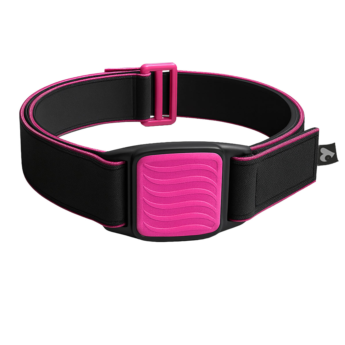 Dexband CGM armband for Dexcom G7 and ONE+ sensors with magenta wave cover and neoprene strap. LML3897, LML3903, LML3910, LML4993.