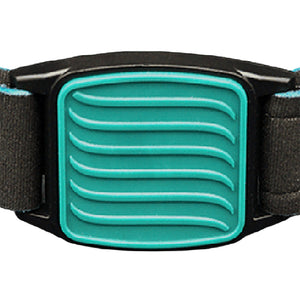 Dexband CGM armband teal wave close-up, compatible with Dexcom G7 and ONE sensors. LML3927, LML3934, LML3941, LML5051.