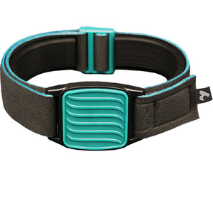 Dexband CGM armband with teal wave cover and neoprene strap, compatible with Dexcom G7 and ONE+ sensors. LML3927, LML3934, LML3941, LML5051.