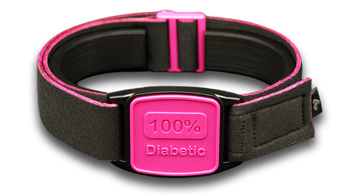 Libreband Armband for Freestyle Libre 1 &amp; 2. Magenta cover with 100% Diabetic design.