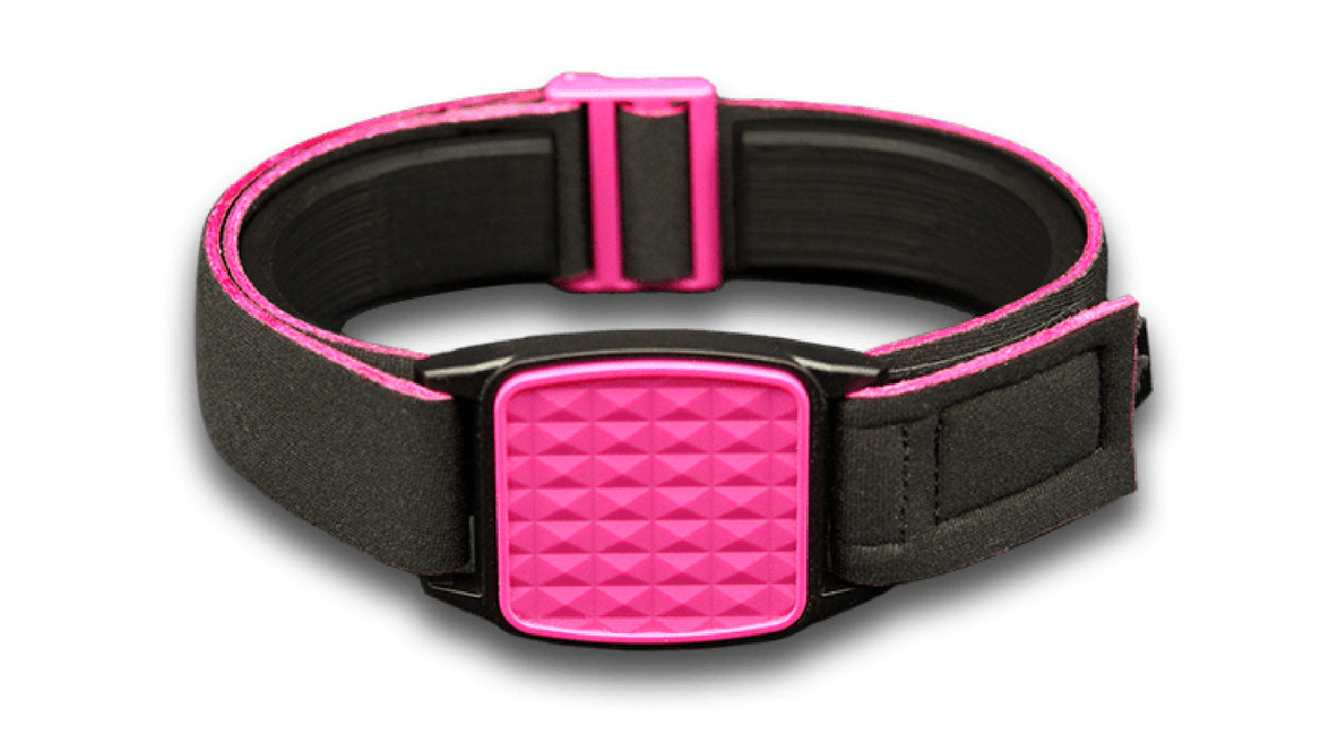 Libreband Armband for Freestyle Libre 1 &amp; 2. Magenta cover with Pyramids design.