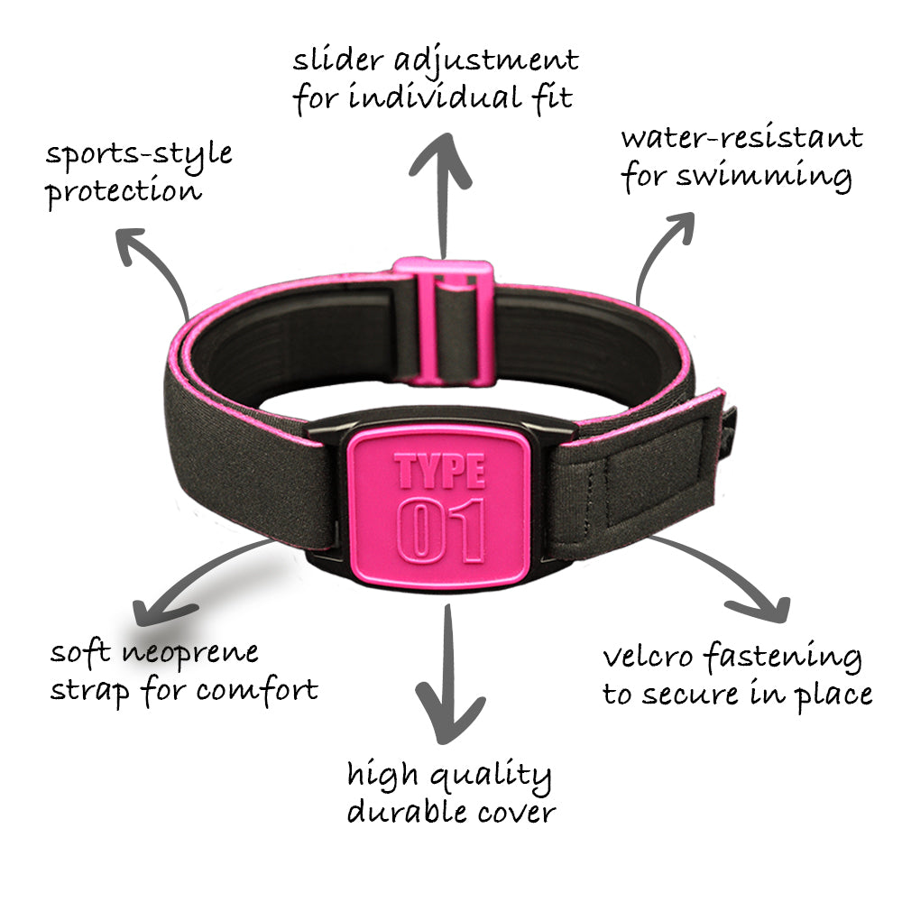 Libreband Armband features highlighted. Magenta cover with Type 01 design.