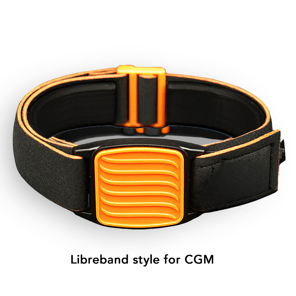 Libreband Armband for Freestyle Libre 1 &amp; 2. Orange cover with Wave design. LML4597, LML2975, LML2258, LML2265.