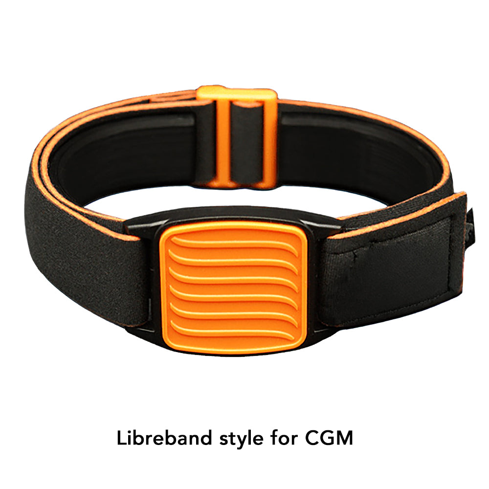 Libreband Armband for Freestyle Libre 1 & 2. Orange cover with Wave design. LML4597, LML2975, LML2258, LML2265.
