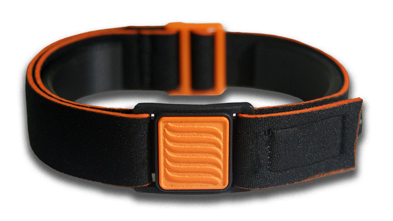Libreband Armband for Freestyle Libre 3. Orange cover with wave design.
