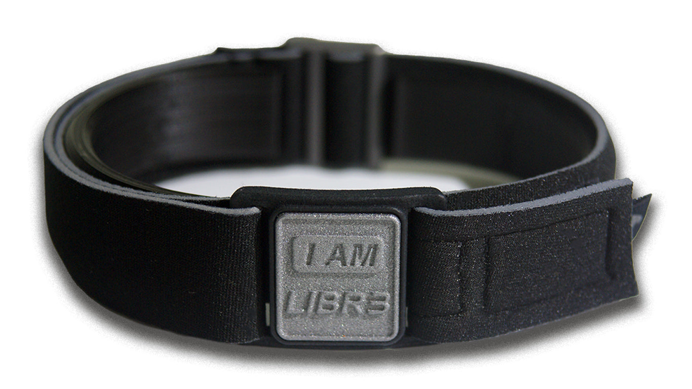 Libreband Armband for Freestyle Libre 3. Pewter cover with LIBR3 design.