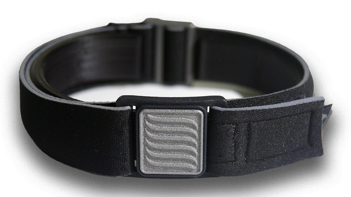 Libreband Armband for Freestyle Libre 3. Pewter cover with wave design.
