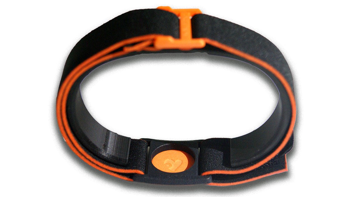 Libreband Armband in reverse with orange cover.