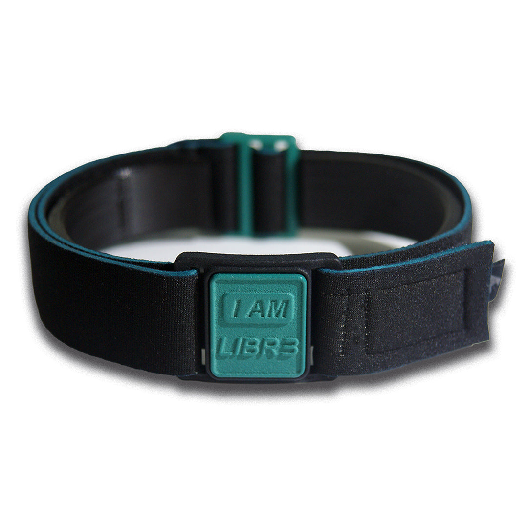 Libreband Armband for Freestyle Libre 3. Teal cover with LIBR3 design.