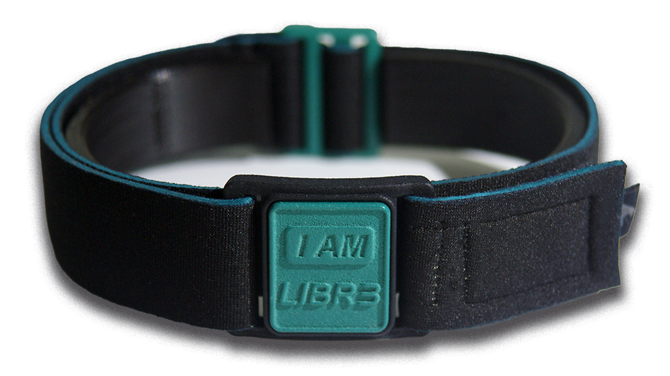 Libreband Armband for Freestyle Libre 3. Teal cover with LIBR3 design.