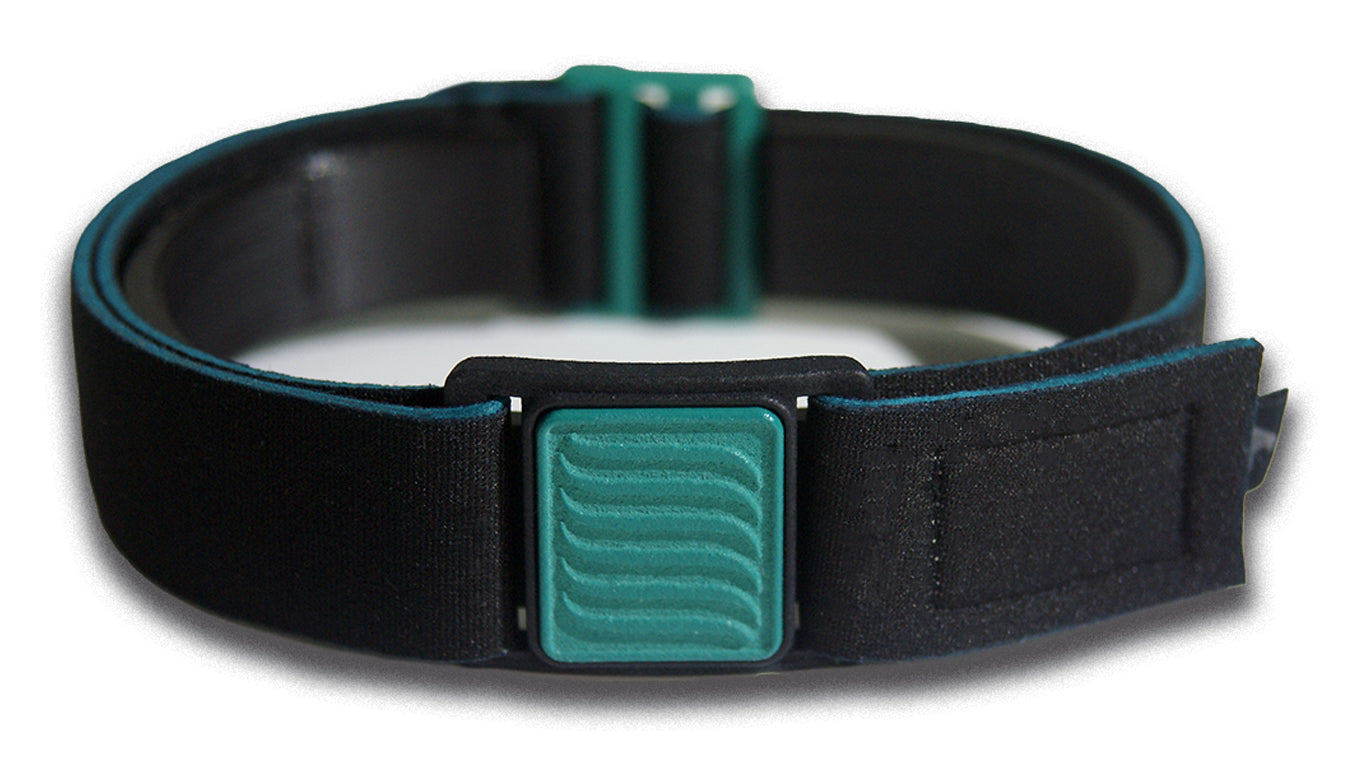 Libreband Armband for Freestyle Libre 3. Teal cover with wave design.
