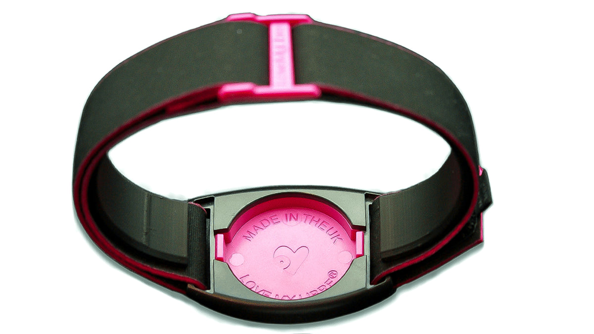 Libreband Armband in reverse with magenta cover.