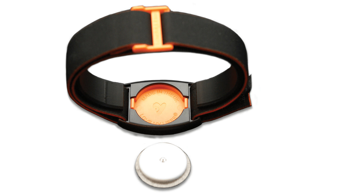 Libreband armband in reverse with orange cover.