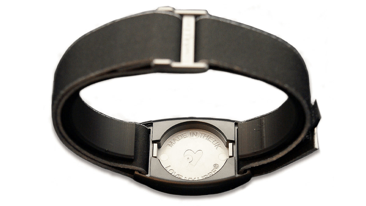 Reverse image of Libreband in pewter and black.