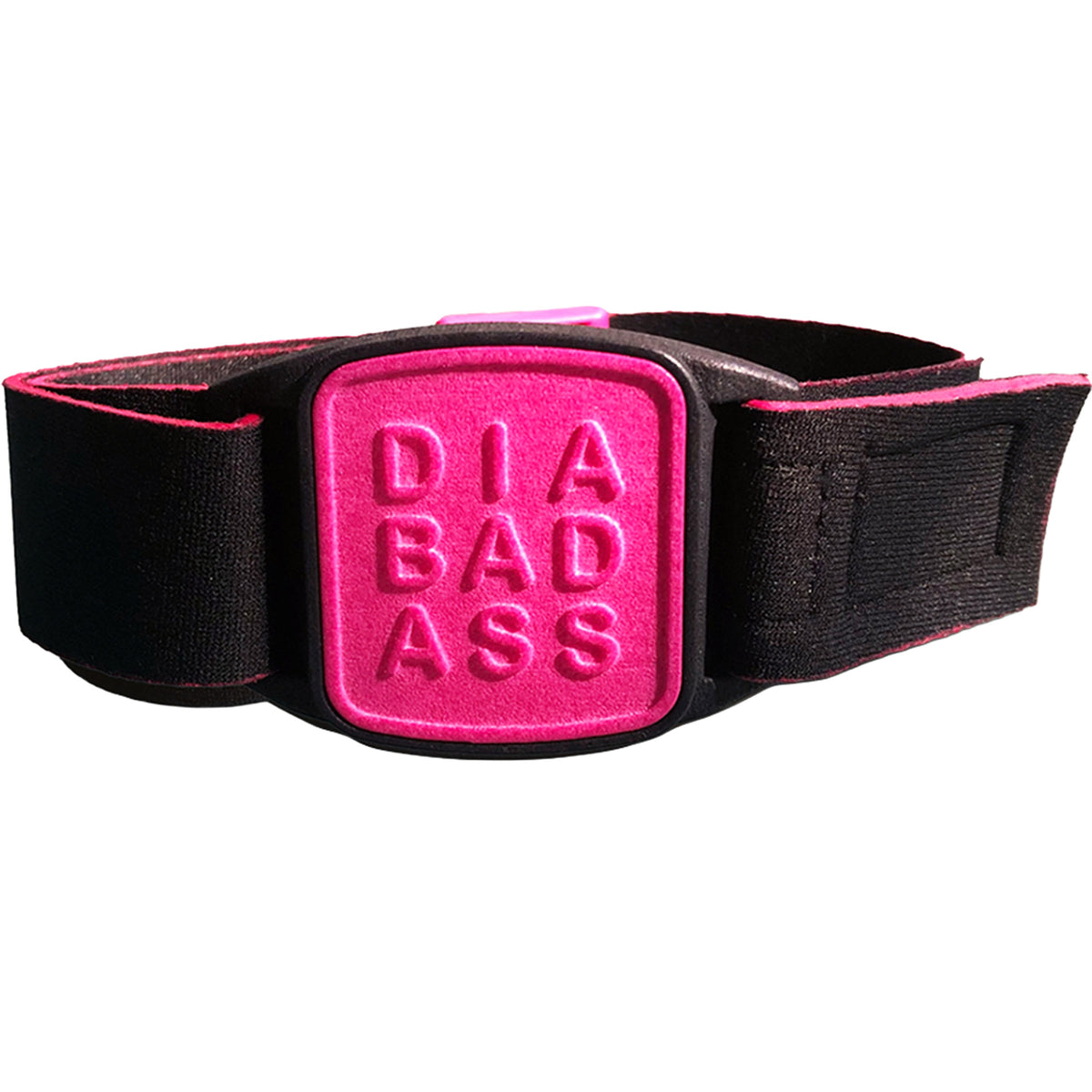 Libreband CGM armband for FreeStyle Libre 2 with magenta DIABADASS cover and water-resistant neoprene strap, for everyday wear, sport and swimming