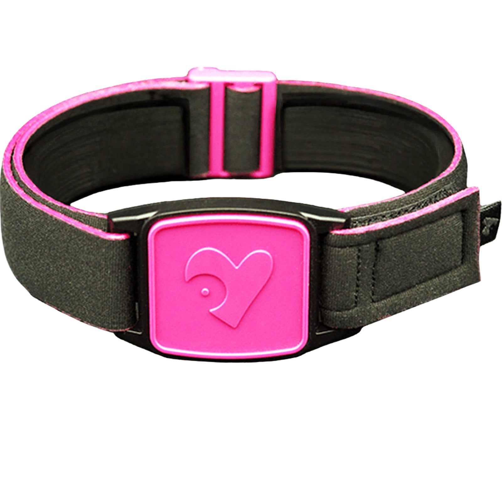Libreband CGM armband for FreeStyle Libre 2 with magenta heart cover and water-resistant neoprene strap, for everyday wear, sport and swimming