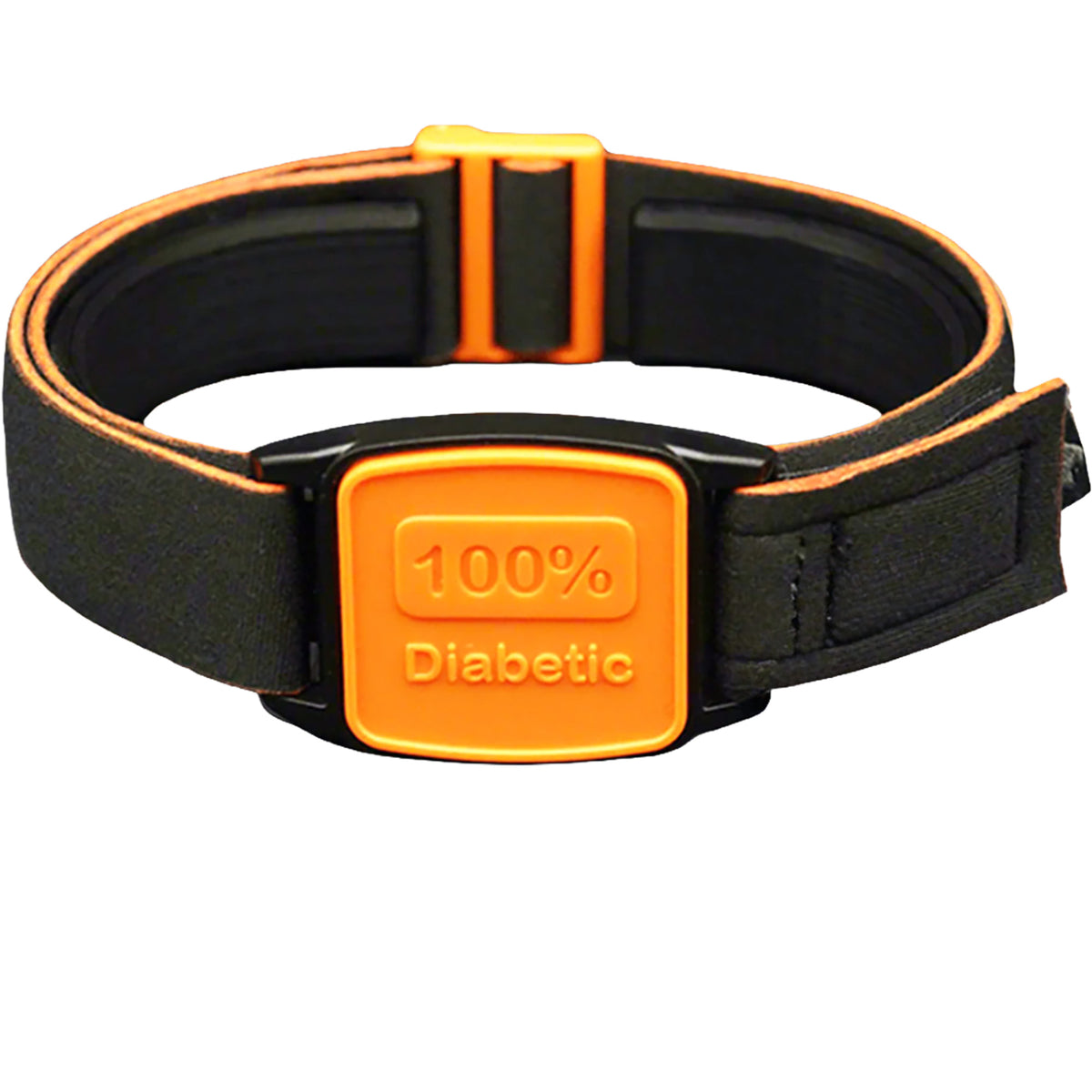 Libreband CGM armband for FreeStyle Libre 2 with orange 100% Diabetic motif  cover and water-resistant neoprene strap