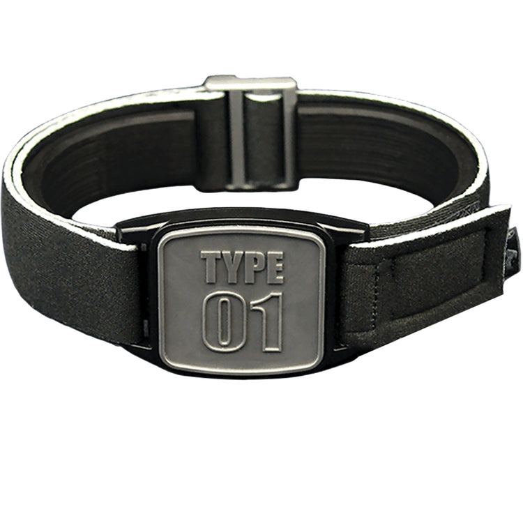 Libreband CGM armband for FreeStyle Libre 2 with pewter Type 01 cover and water-resistant neoprene strap, for everyday wear, sport and swimming