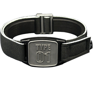 Libreband CGM armband for FreeStyle Libre 2 with pewter Type 01 cover and water-resistant neoprene strap, for everyday wear, sport and swimming