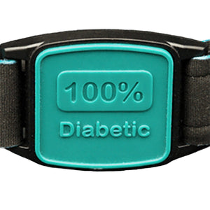Libreband CGM armband teal 100% Diabetic cover close-up, compatible with FreeStyle Libre 2, showing wave design detail. LML4672, LML3033, LML2395, LML2401.