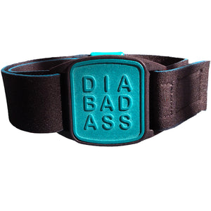 Libreband CGM armband for FreeStyle Libre 2 & 2 Plus with teal DIABADASS cover and water-resistant neoprene strap, for everyday wear, sport and swimming. LML4689, LML4184, LML4177, LML 4160.