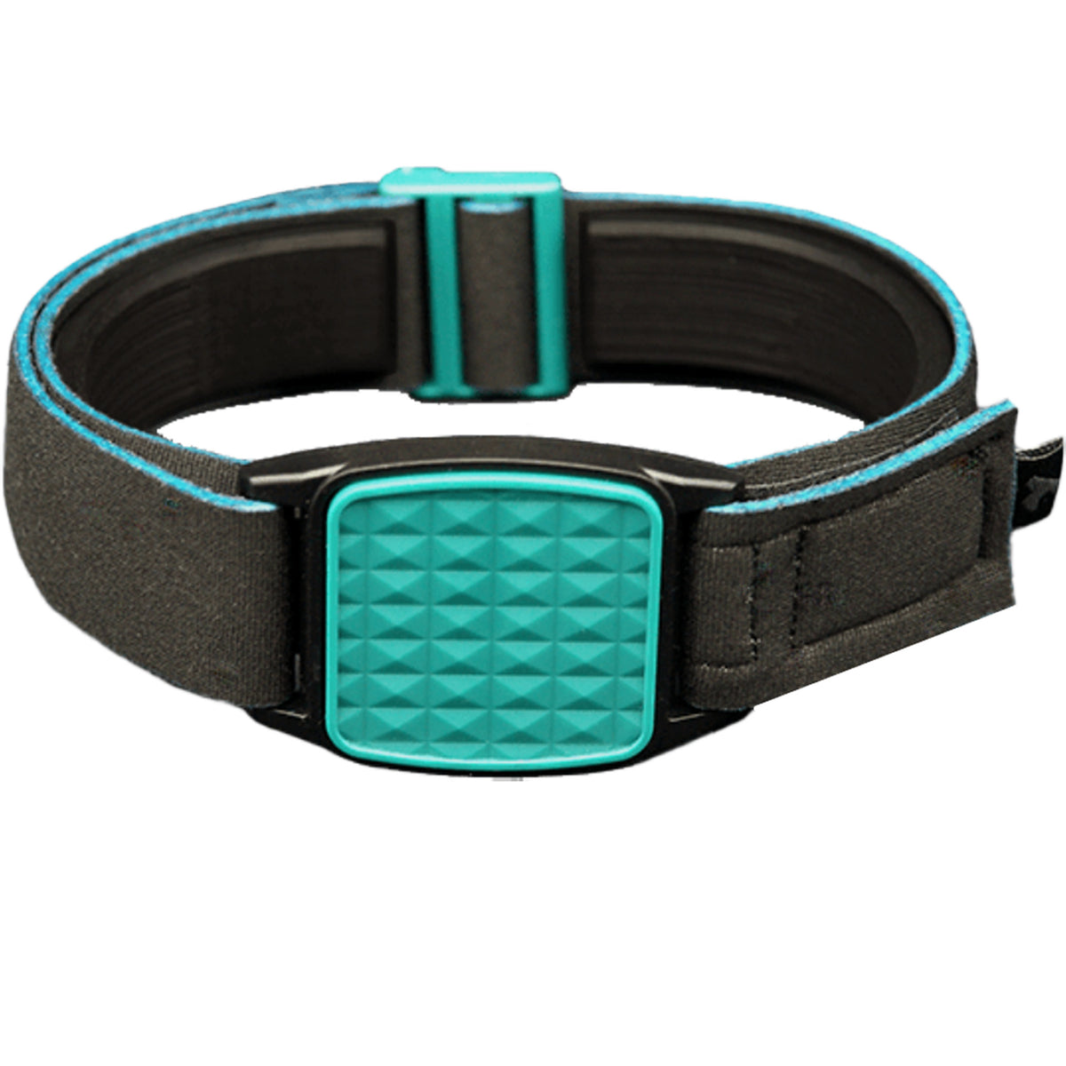 Libreband CGM armband for FreeStyle Libre 2 with teal pyramids cover and water-resistant neoprene strap, for everyday wear, sport and swimming