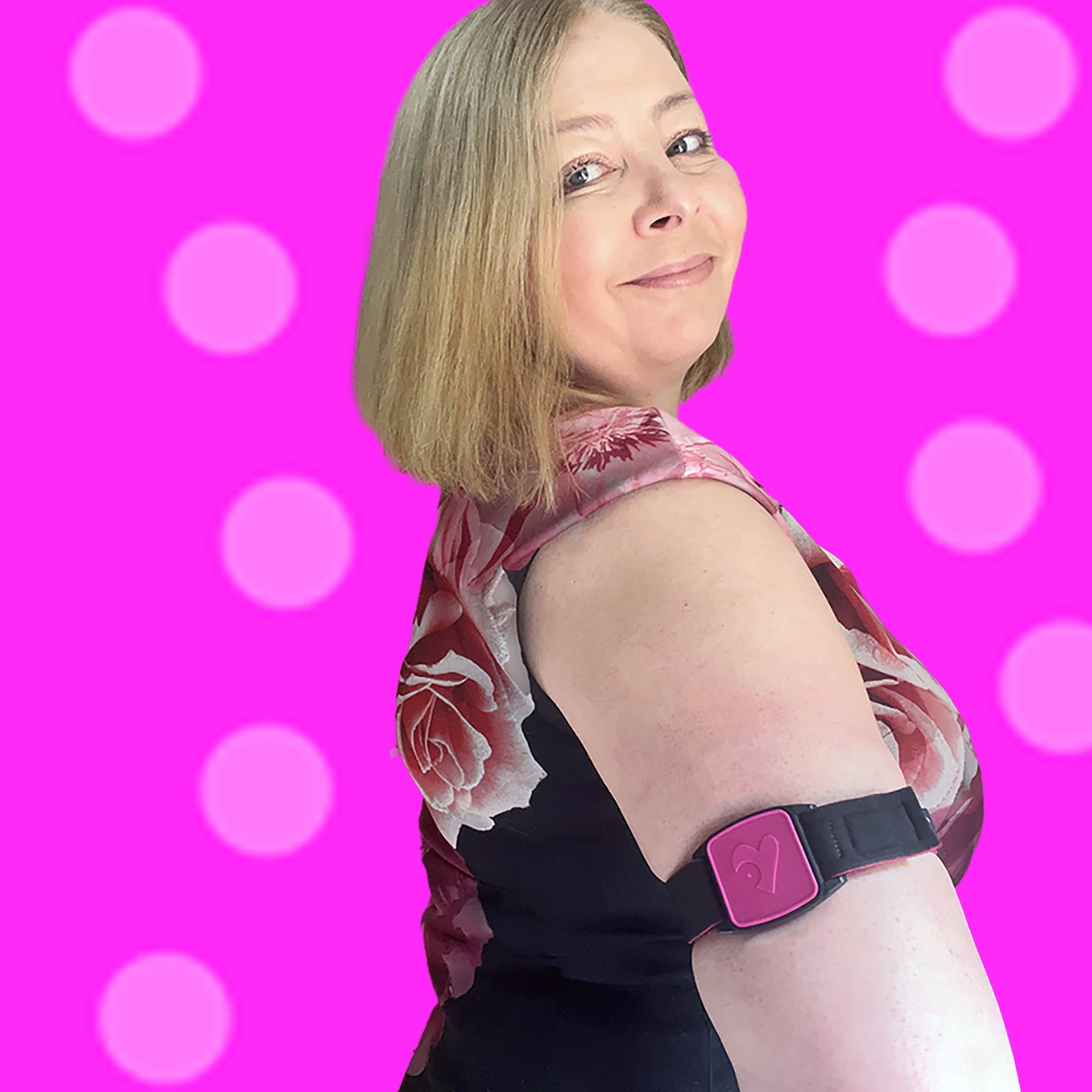 Libreband CGM armband for FreeStyle Libre sensors worn on upper arm, Heart collection.
