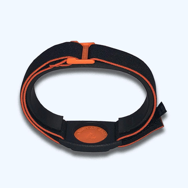 Dexband armband in reverse with orange cover.