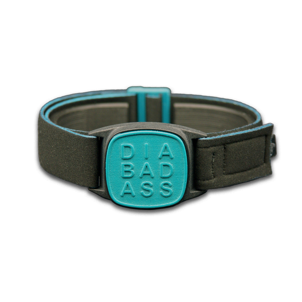 Libreband+ armband for Blucon. Teal cover with Diabadass design. 