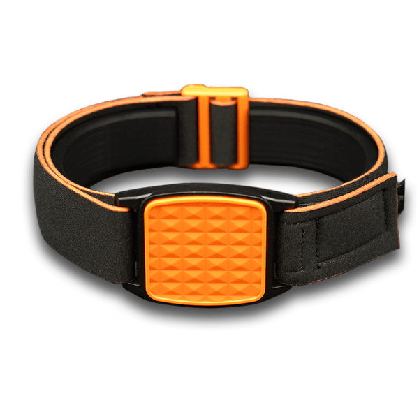 Libreband Armband for Freestyle Libre 1 & 2. Orange cover with pyramids design.